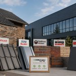 На зображенні стенди будівельних матеріалв провідних Європейських виробників