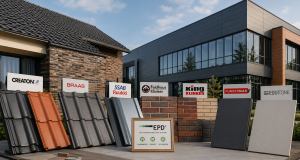 На зображенні стенди будівельних матеріалв провідних Європейських виробників