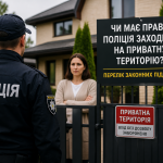 НА зображені поліцейський стоють біля входу у приватний будинок та размовляє з власником.