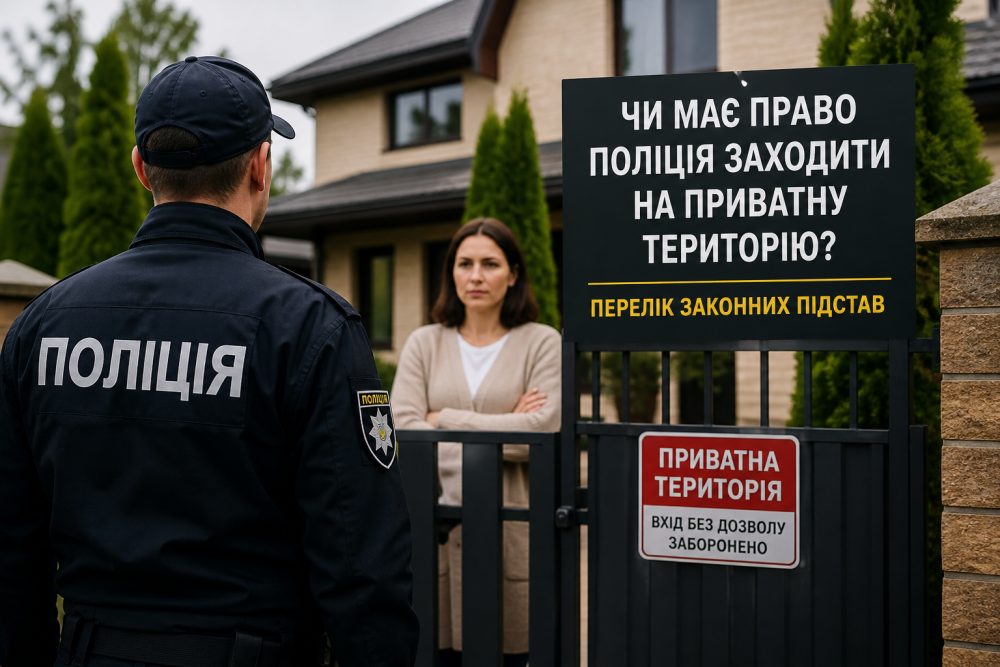 НА зображені поліцейський стоють біля входу у приватний будинок та размовляє з власником.