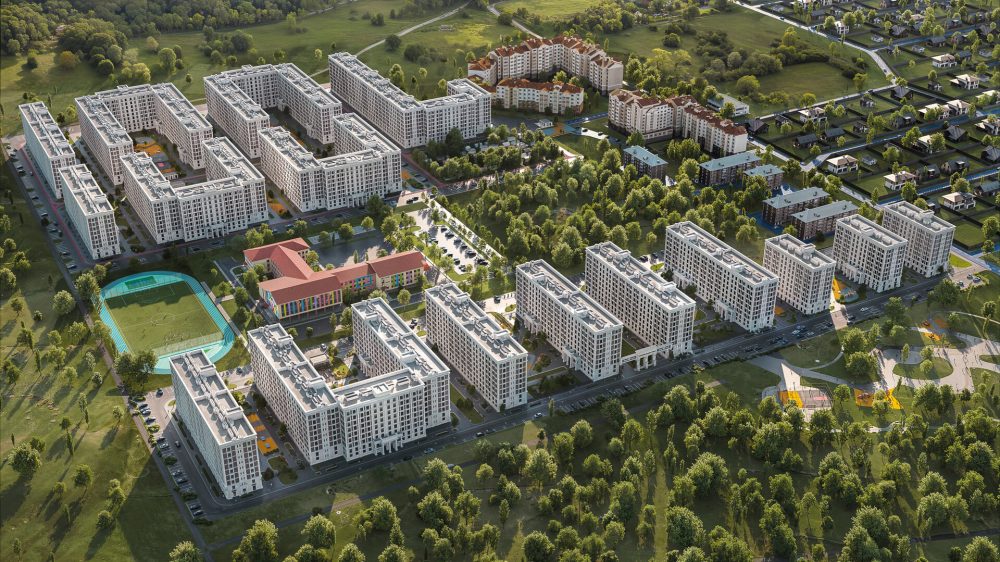 На зображенні сучасний житловий комплекс